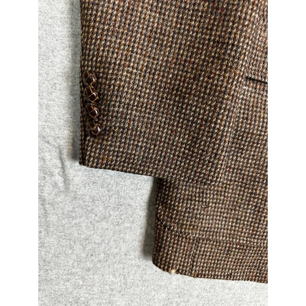 Vintage Arnie Tweed Blazer Mens 46XT Brown Houndstooth Woven Button Sport Coat
